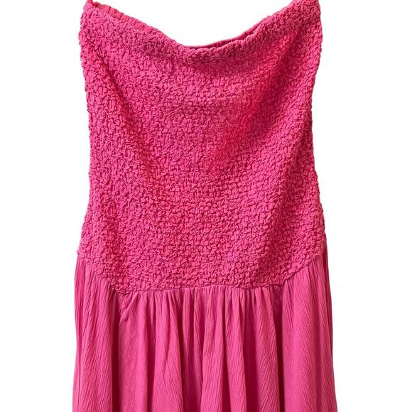 By Anthropologie Strapless Smocked Cover-Up Dress in Pink Size Small New - Picture 4 of 7